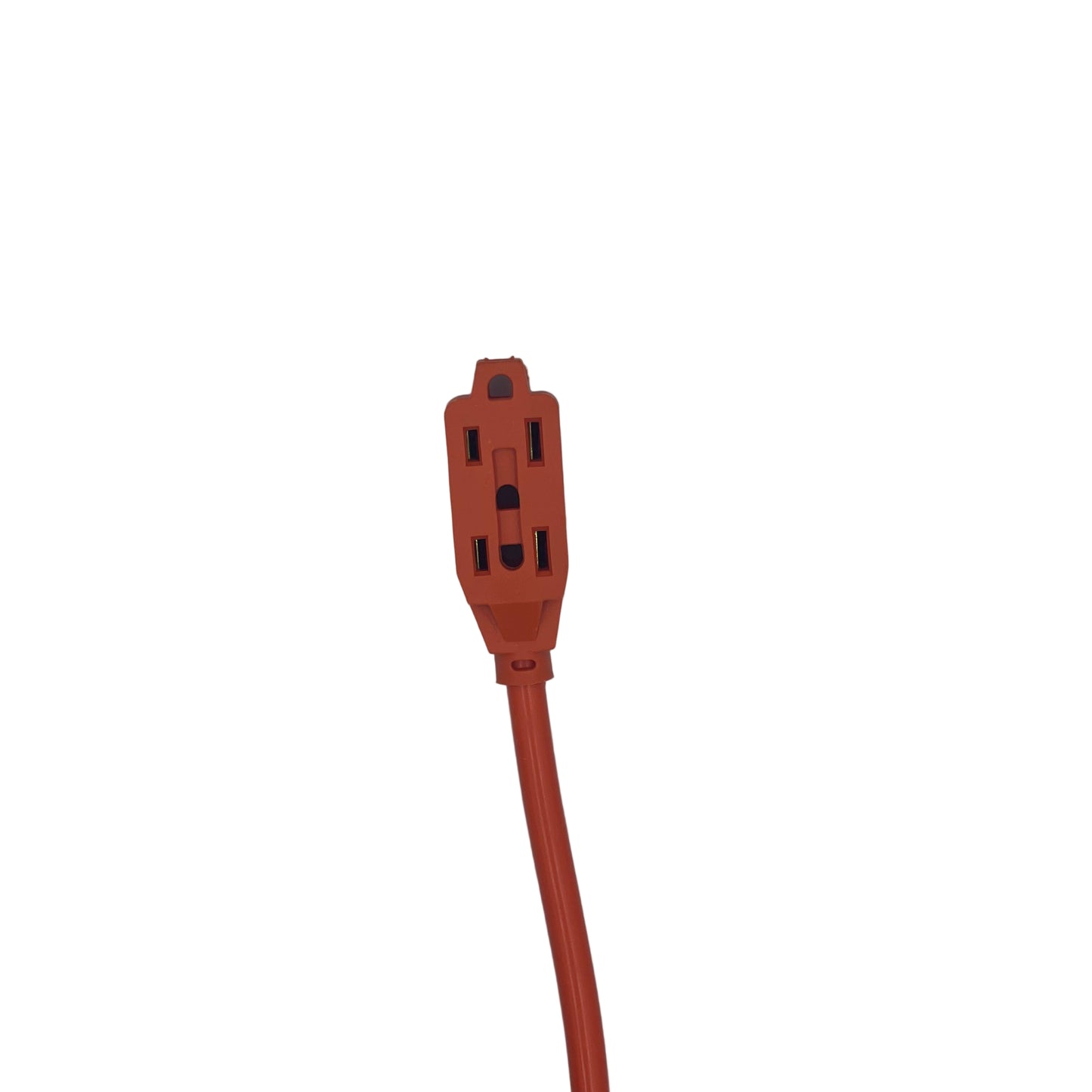 Orange electrical plug on a light gray background