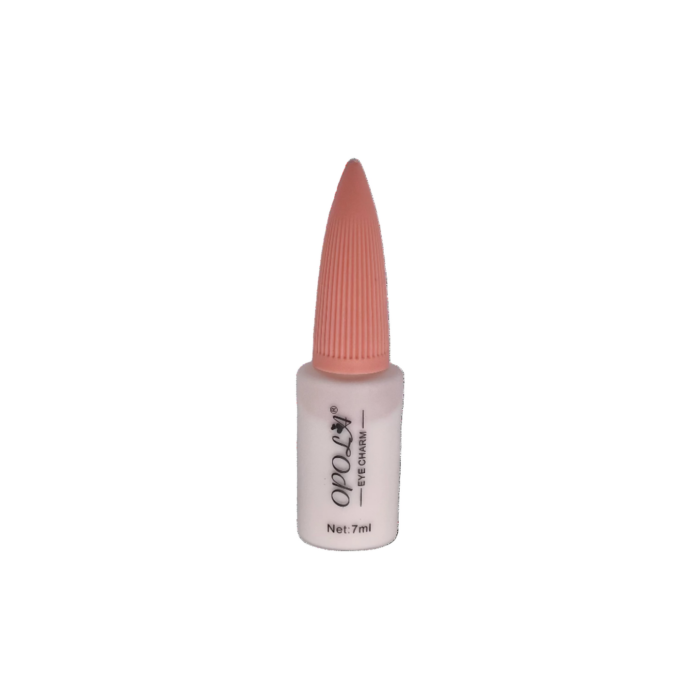 Small bottle with a pink cap on a white background