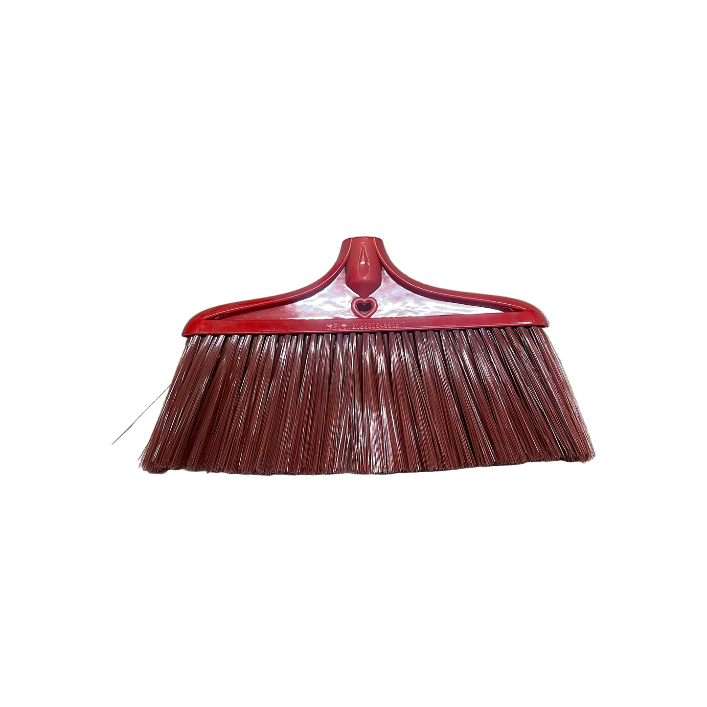 Red broom with brown bristles