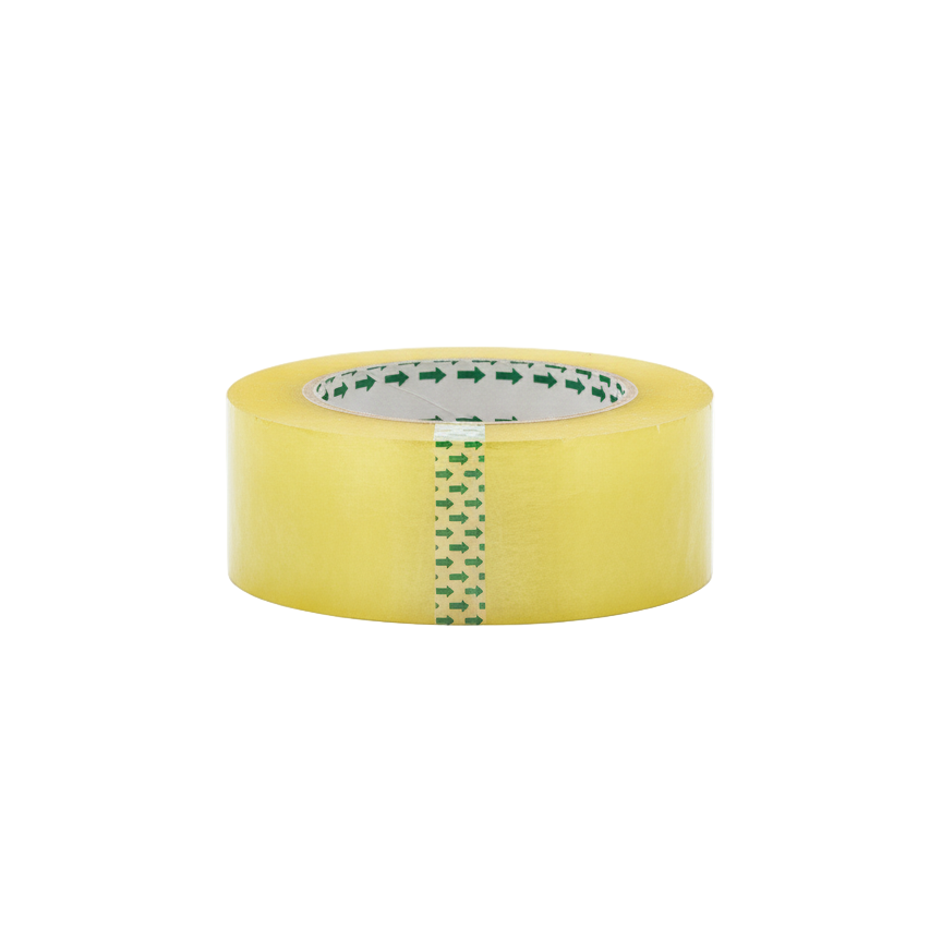 Yellow masking tape with green pattern on a white background