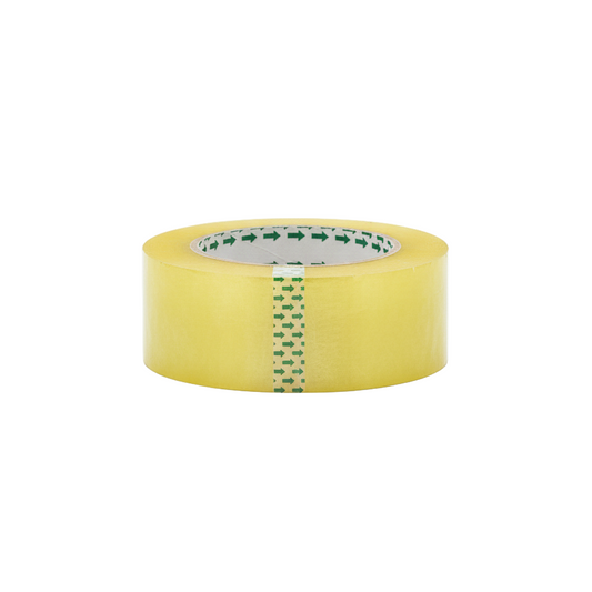 Yellow masking tape with green pattern on a white background