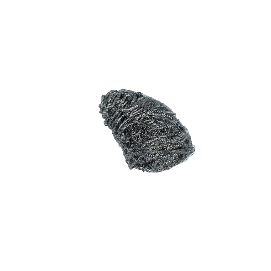 Ball of gray yarn on a white background