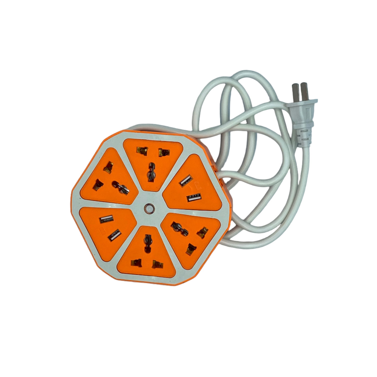 Regleta Hexagonal de 5 Tomas con Puertos USB – Diseño Inteligente