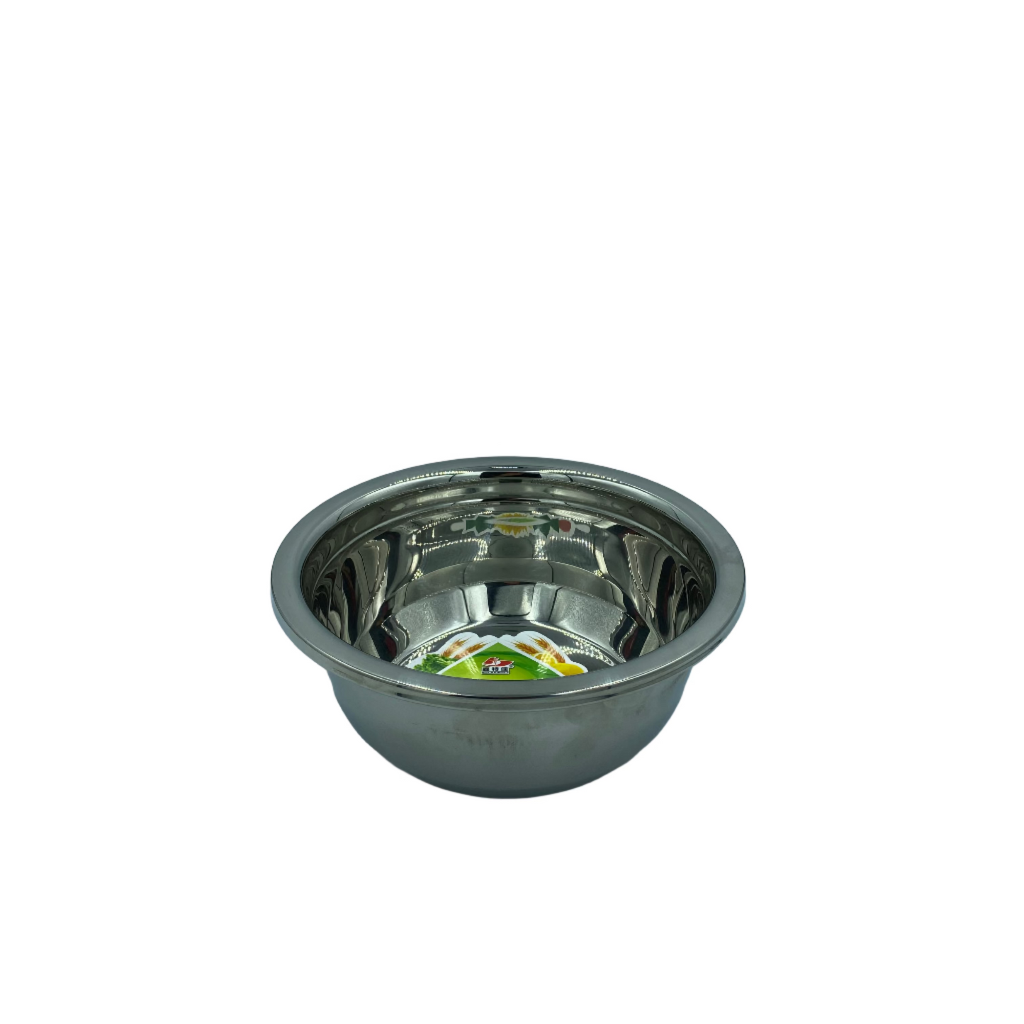 Stainless steel bowl on a white background