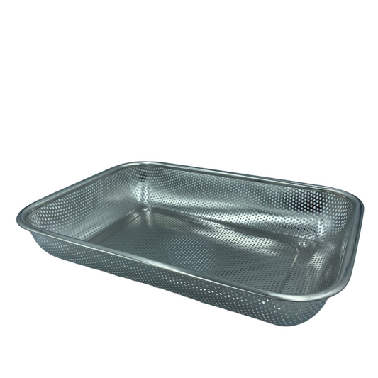 Metal mesh tray on a white background
