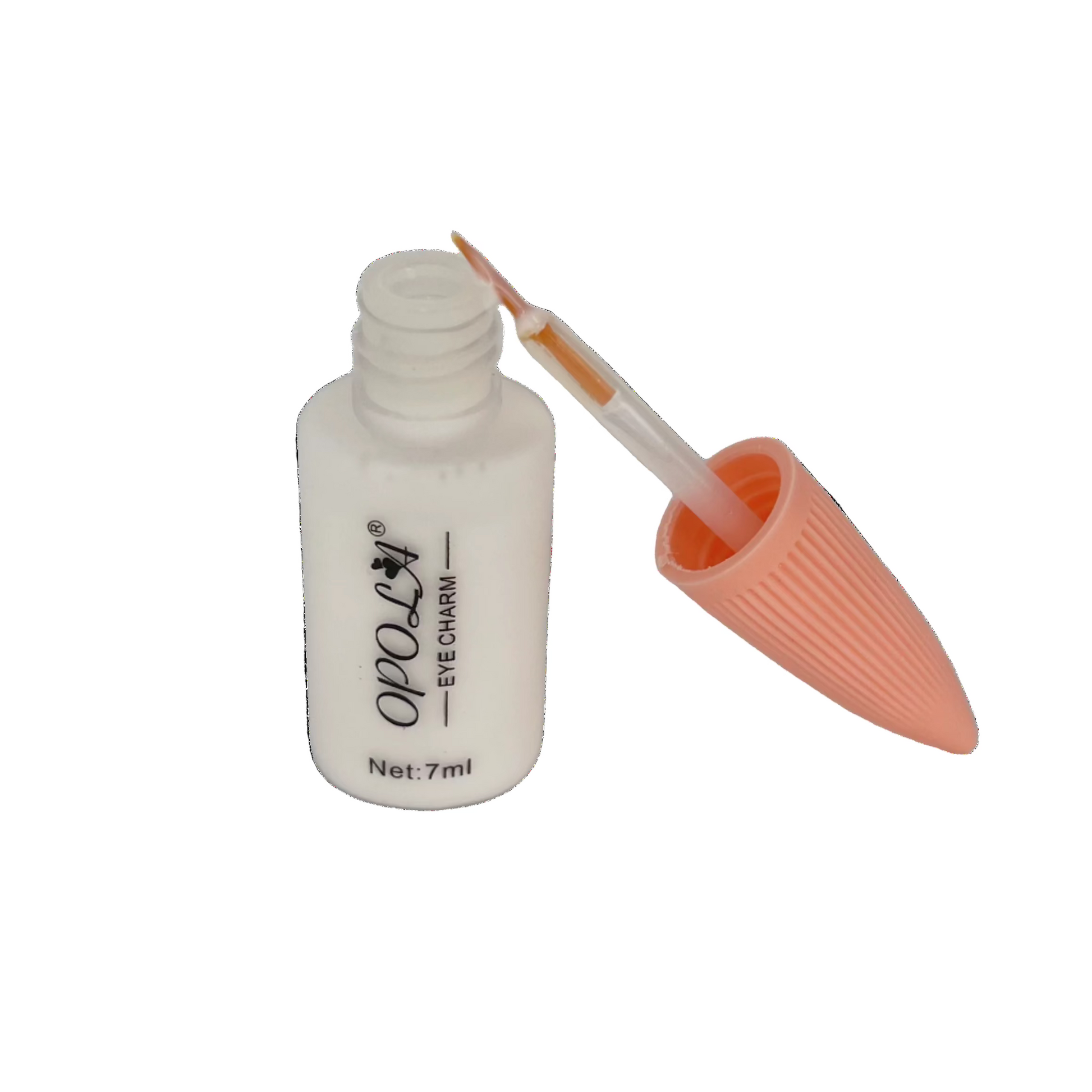White bottle with pink applicator on a white background