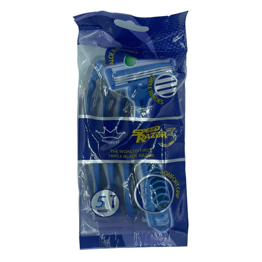 Packaged razor with visible branding on a white background